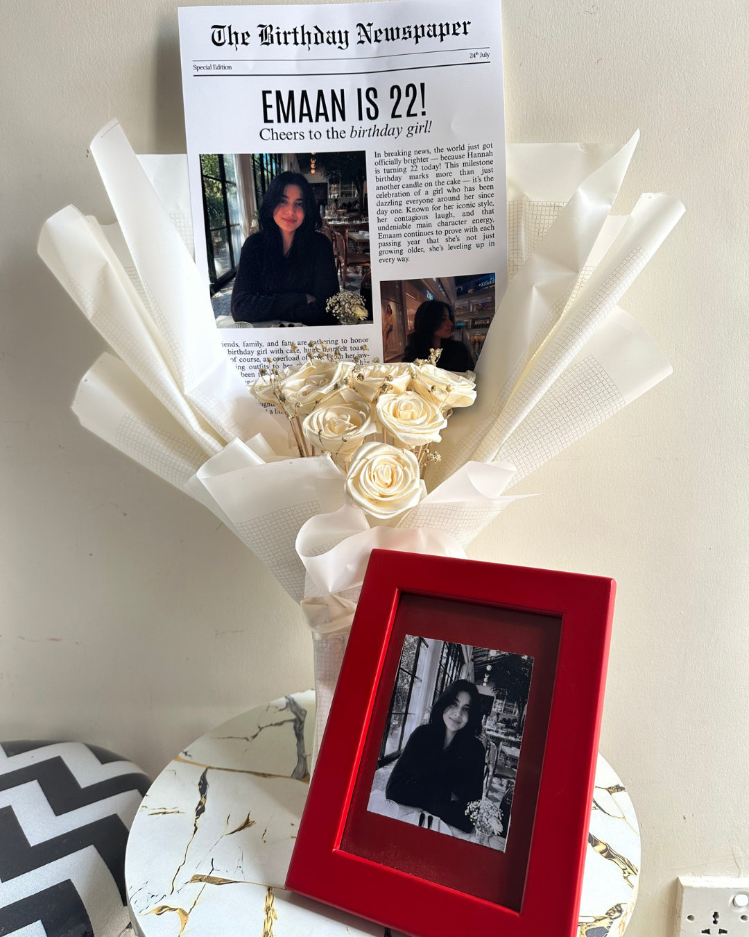 The Anniversary Love Combo | Personalized Anniversary Newspaper Flowers Bouquet & Forever Frame