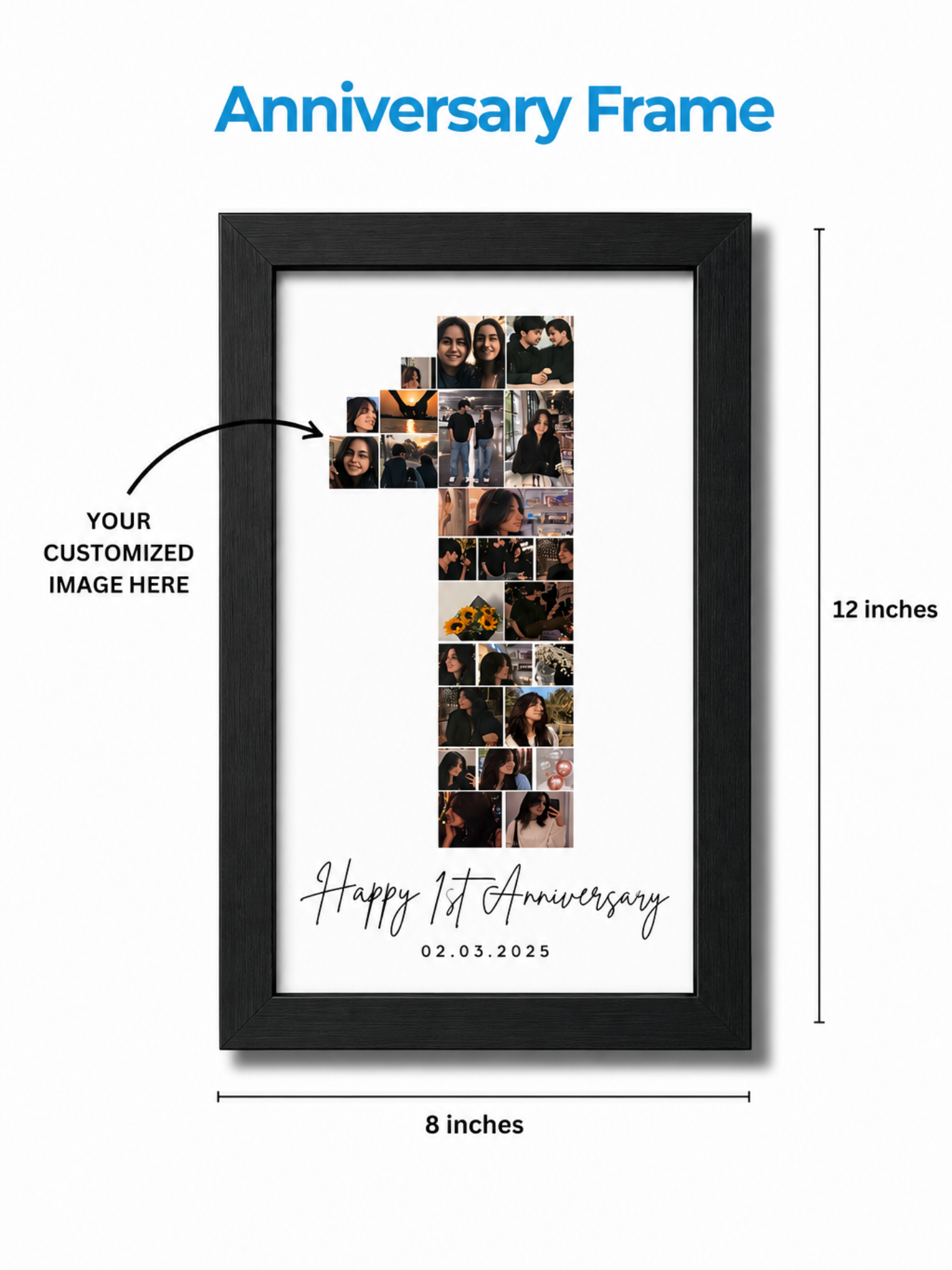 Personalized 1,3,5 & 10 Anniversary Photo Frame | 20 Photos Custom Collage
