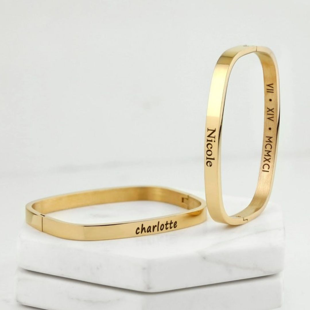 Engraved Disc Bracelet