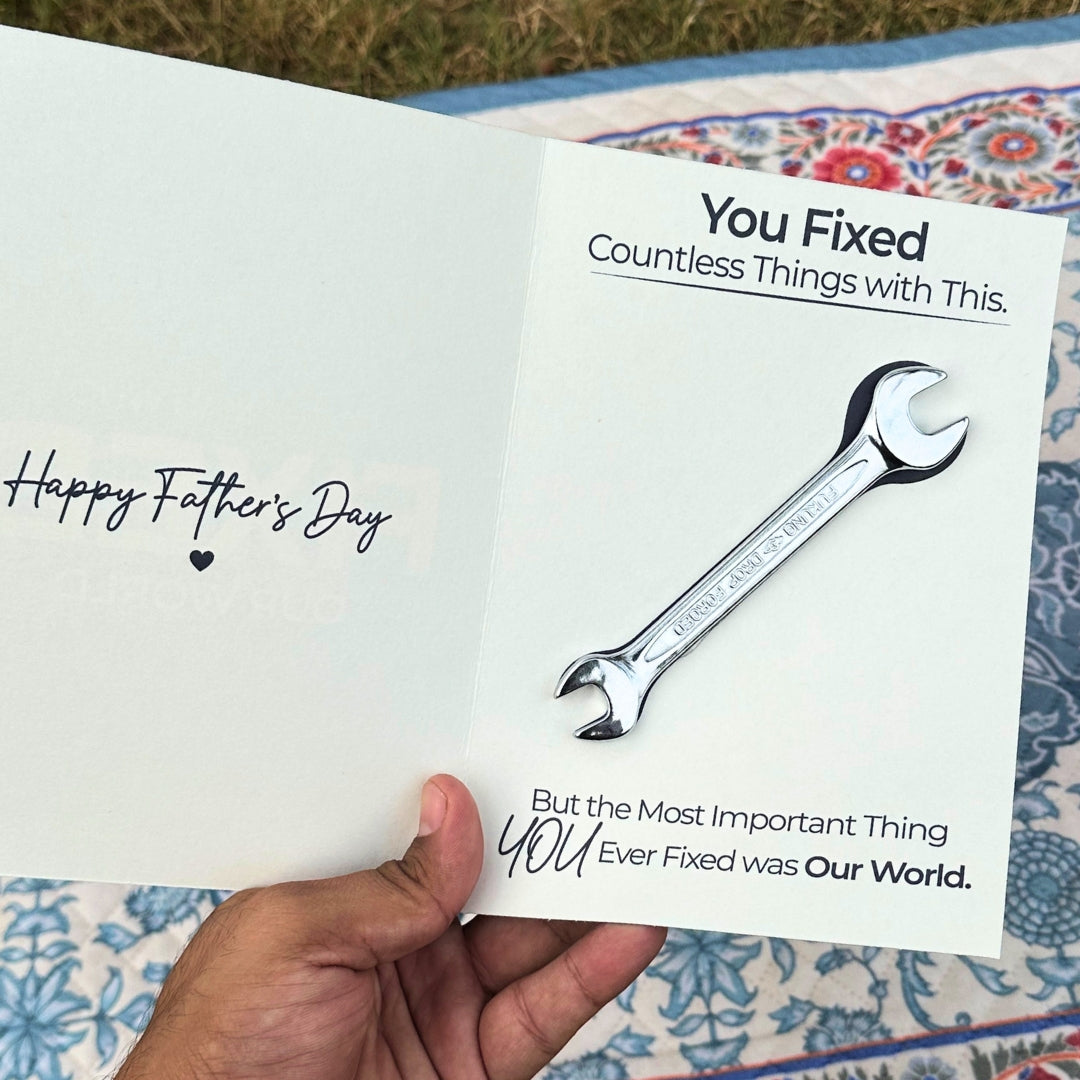 Father's Day "You Fixed Our World" Wrench Greeting Card