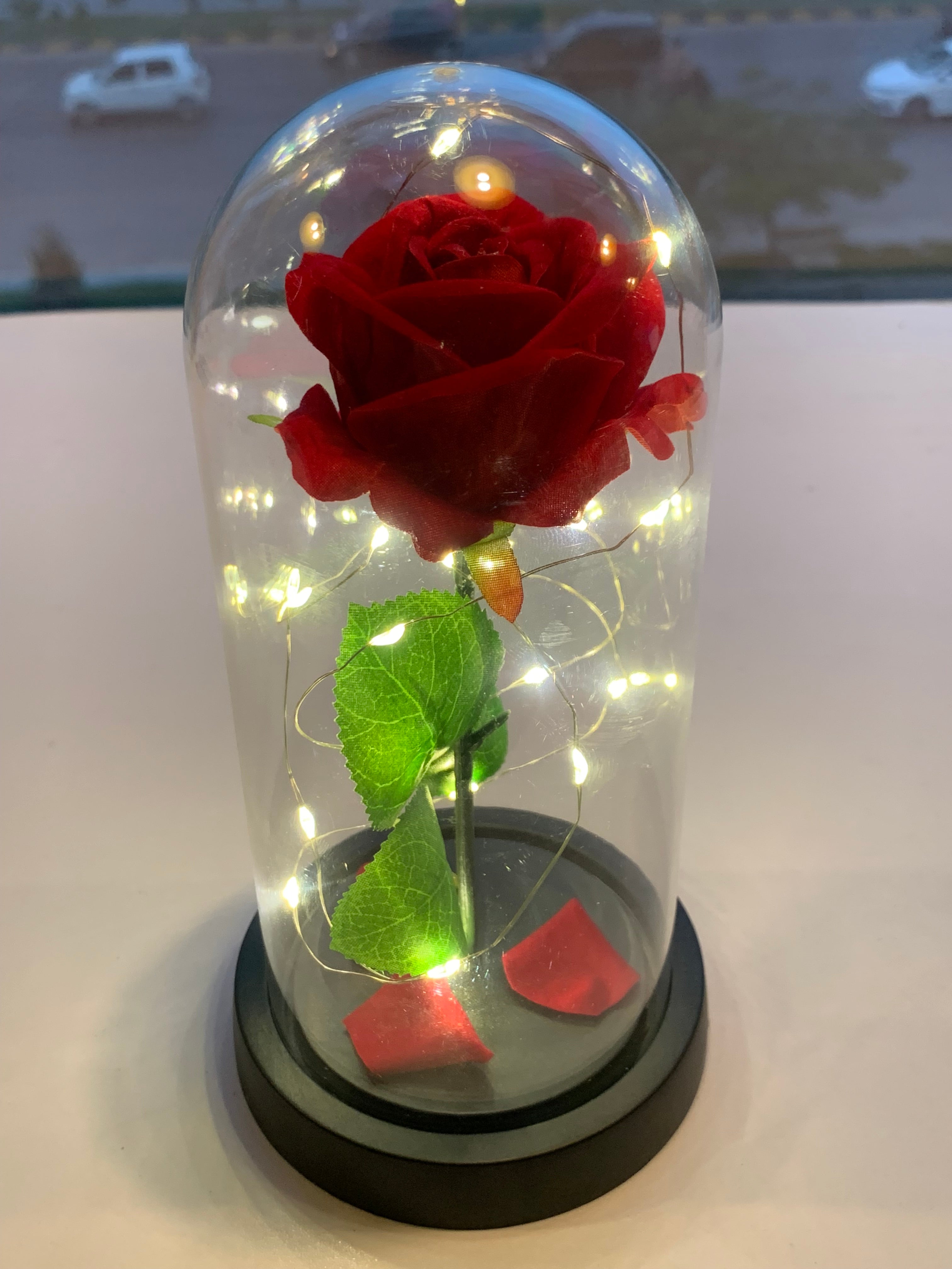 Elegant Everlasting Red Rose Ornament
