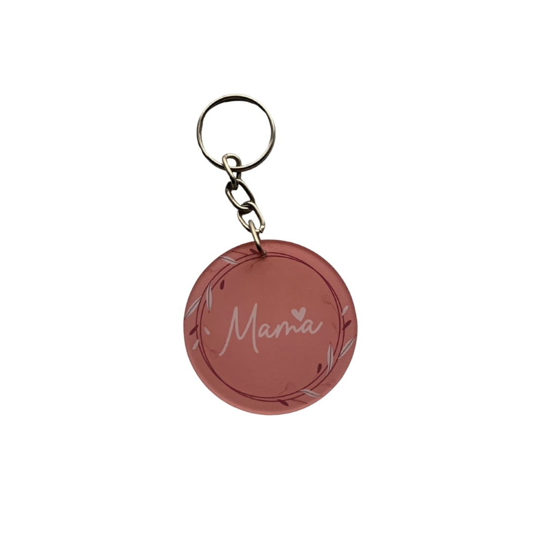 Two Sided Ami Mama Acrylic Keychain in Purple and Pink