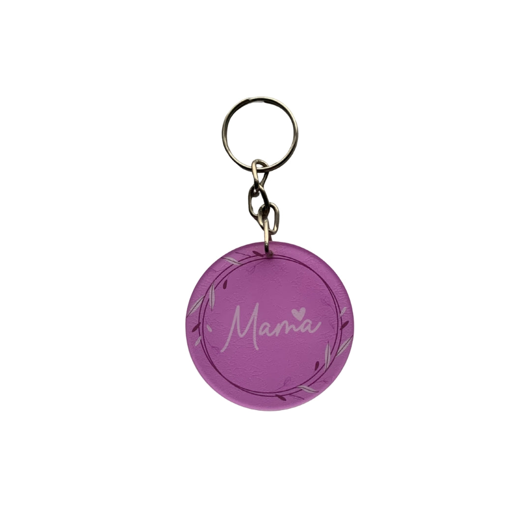 Two Sided Ami Mama Acrylic Keychain in Purple and Pink