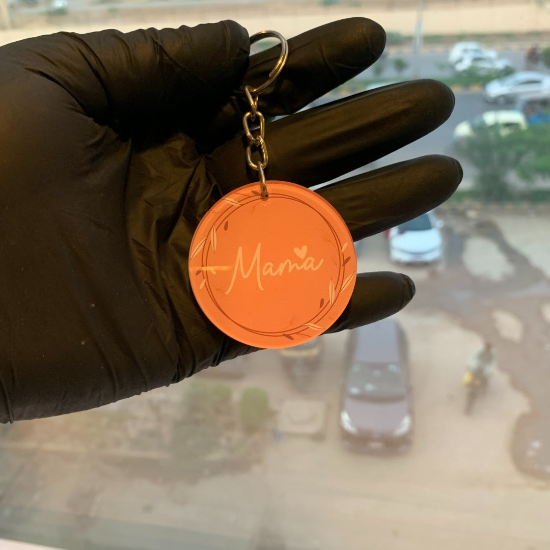 Two Sided Ami Mama Acrylic Keychain in Purple and Pink