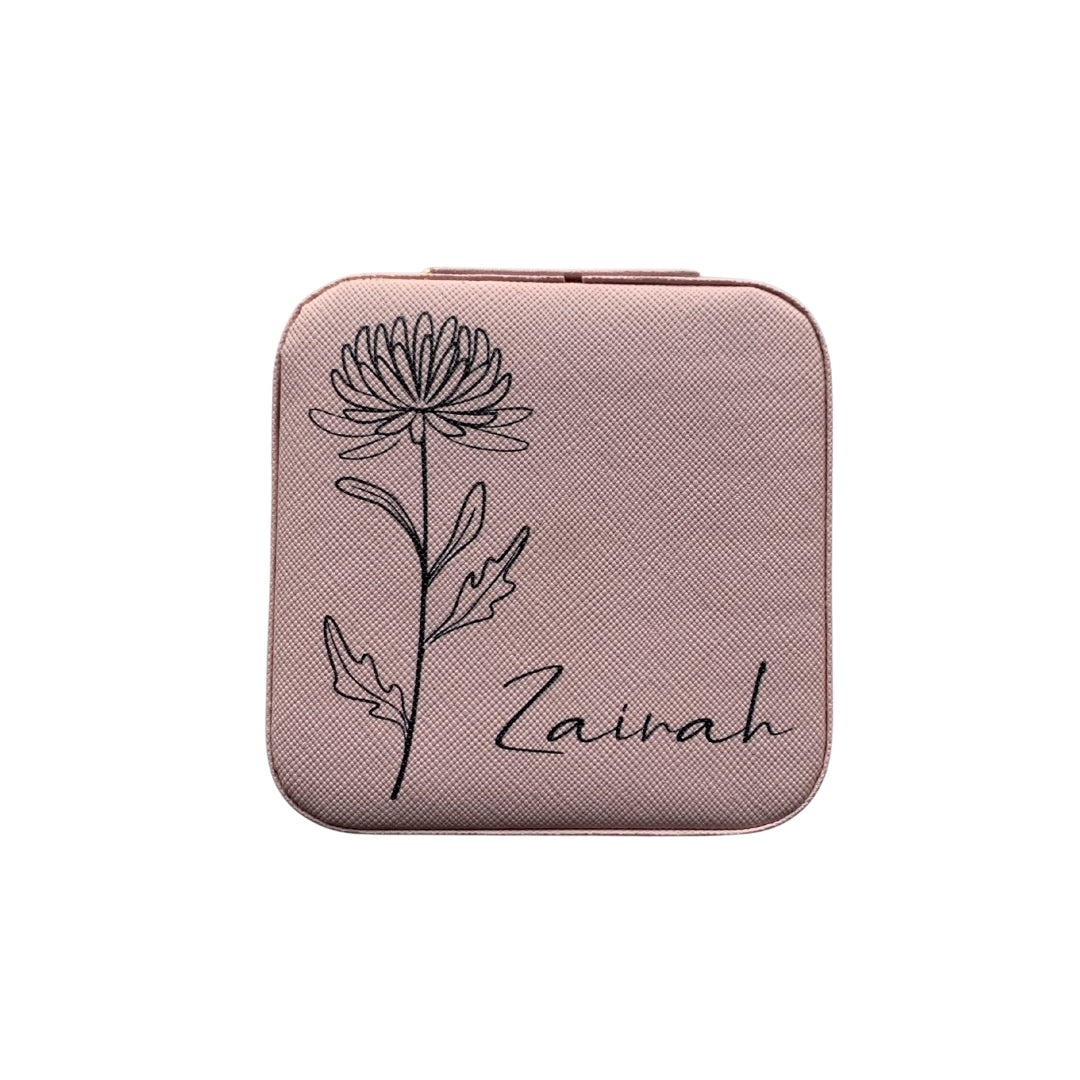 Customized Jewelry Box with Name and Birth Month Flower