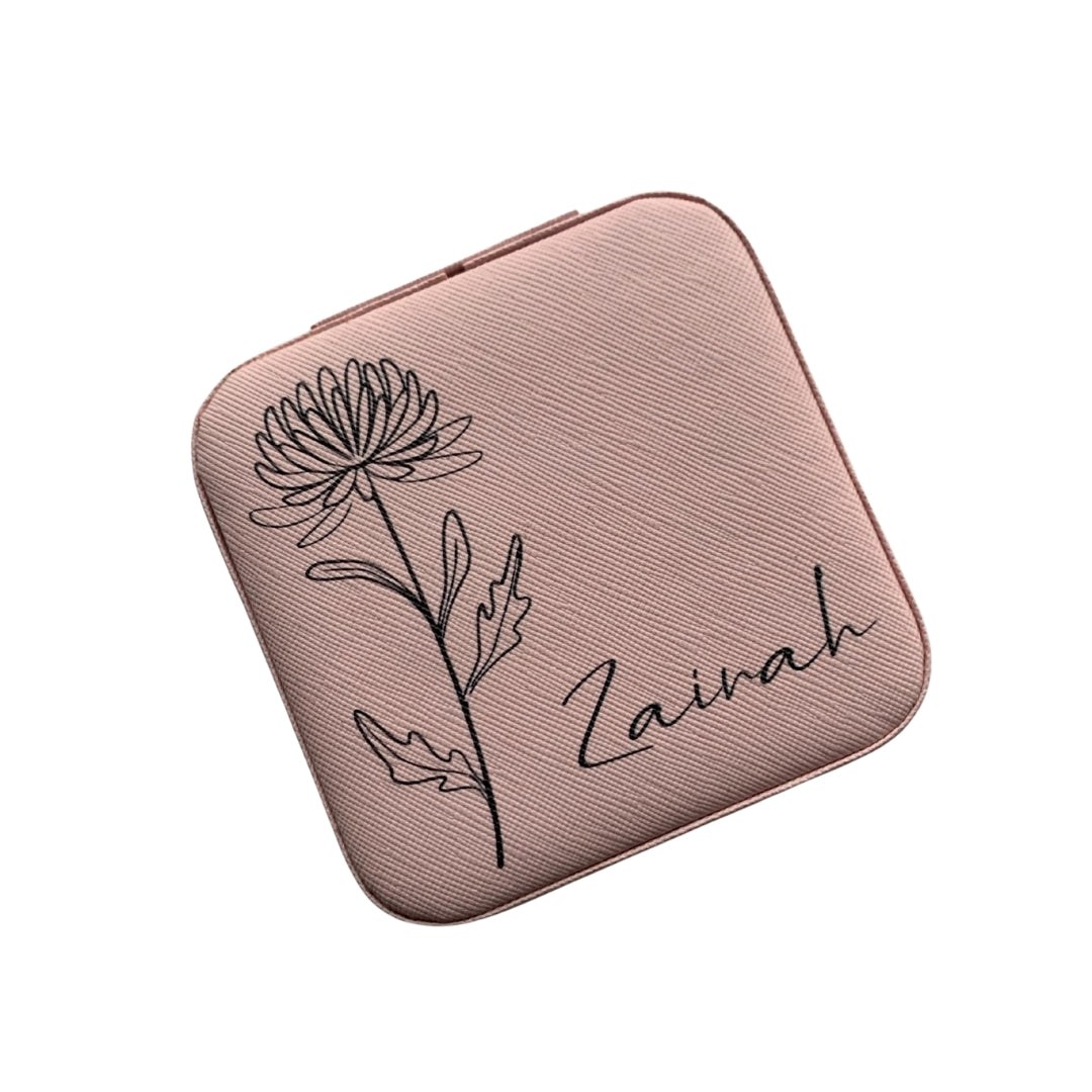 Customized Jewelry Box with Name and Birth Month Flower