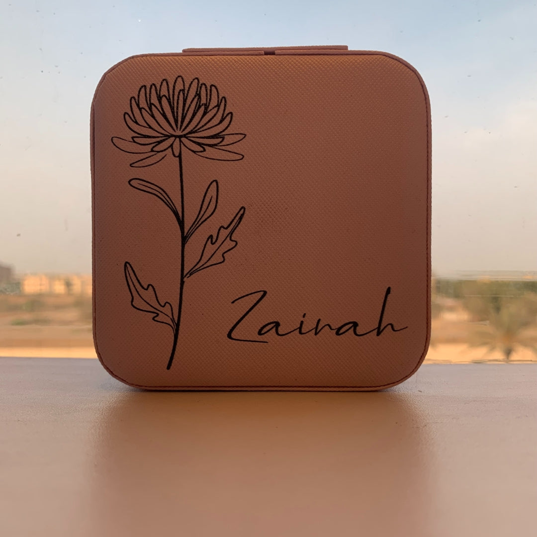 Customized Jewelry Box with Name and Birth Month Flower