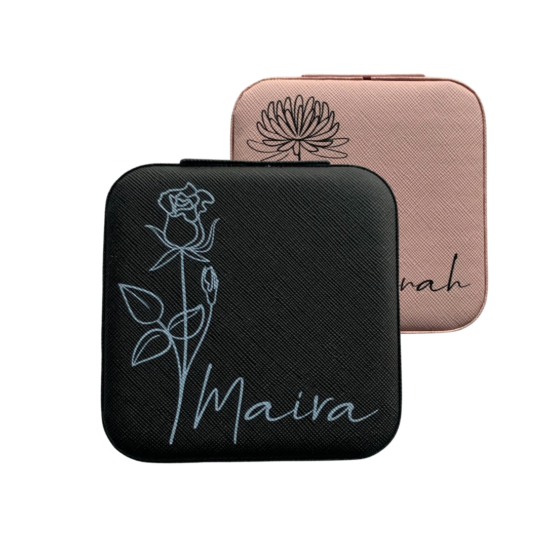 Customized Jewelry Box with Name and Birth Month Flower
