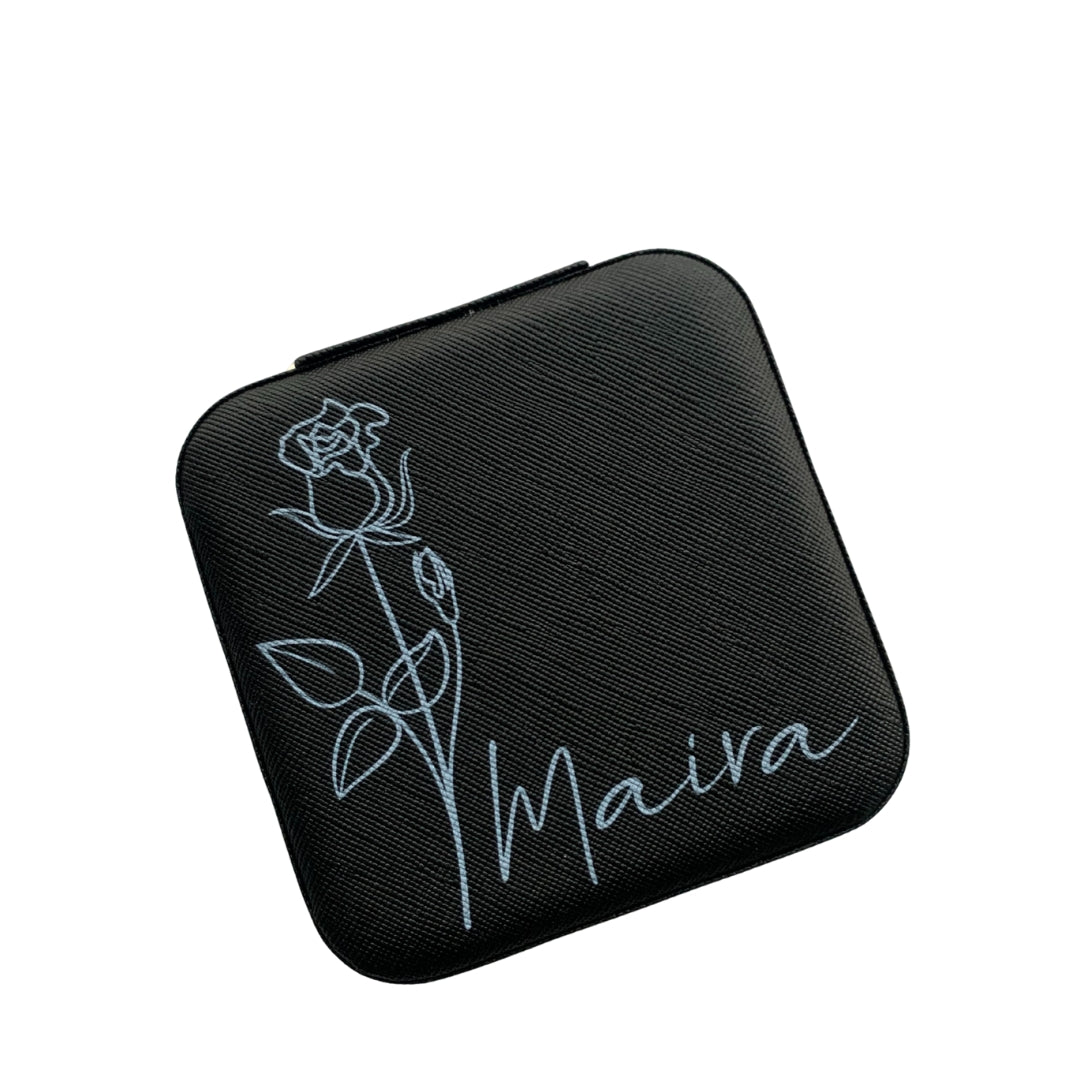 Customized Jewelry Box with Name and Birth Month Flower